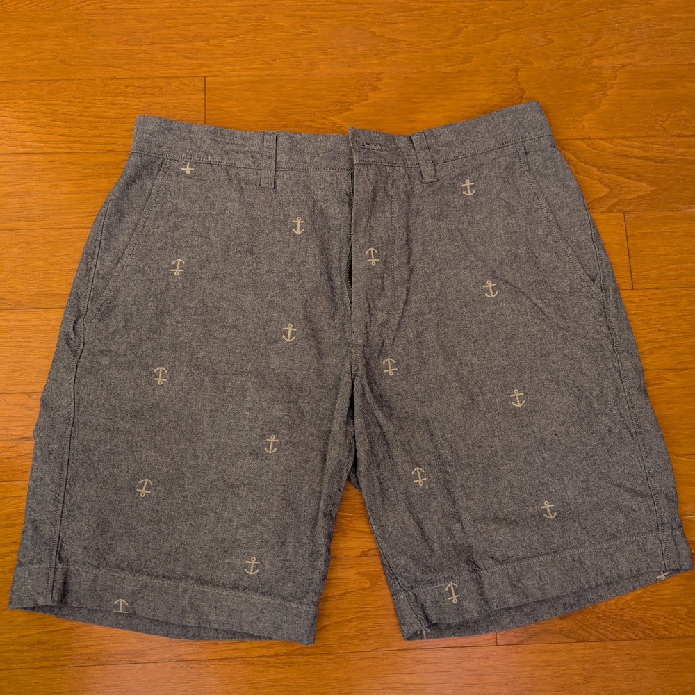J. Crew Gray Flat Front Shorts with Textured Embroidery